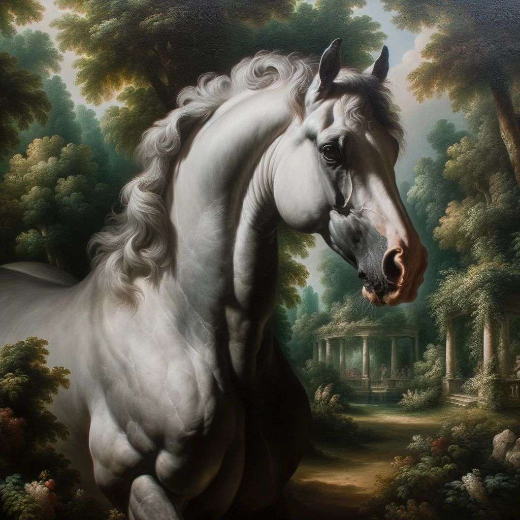 a horse, painting, baroque style